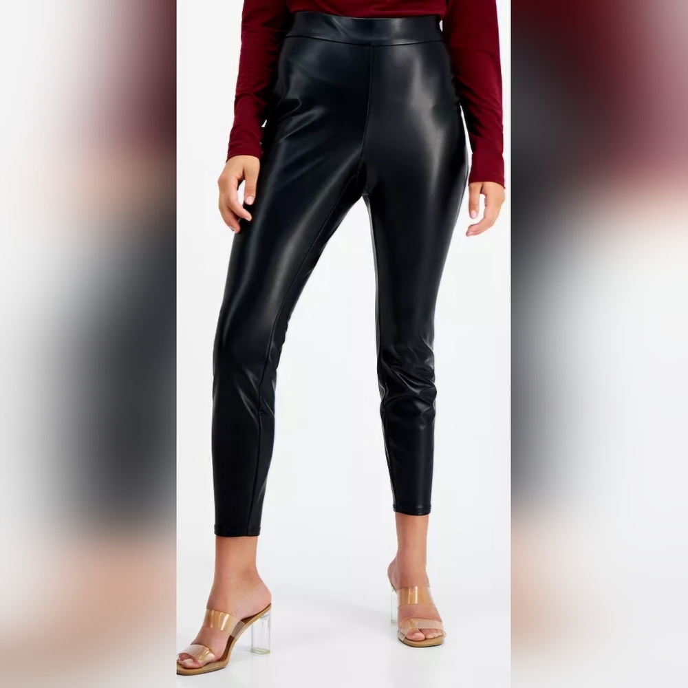 Bar III Soft Faux Leather Leggings in Deep Black